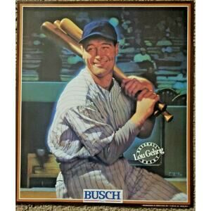Vintage 1989 Busch Beer Lou Gehrig Baseball #20 New York Yankee Poster 77